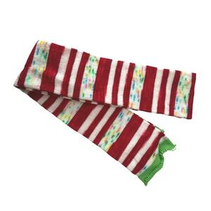 Handmade Red White Striped Knit Sock Tube Speckle Holiday 49 in